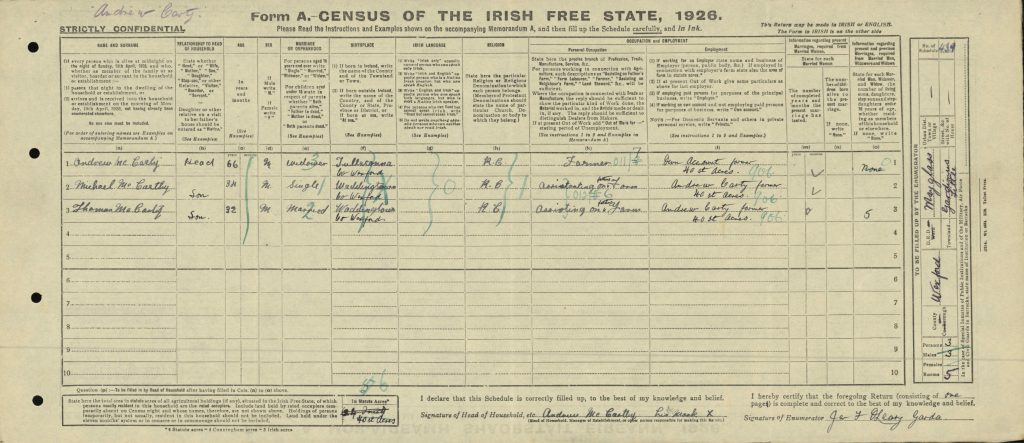 Census 1962 Record McCarthy Gardamus Little